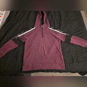 Victoria's Secret PINK Maroon Quarter Zip Sweater with Black and White Details